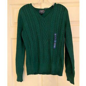 NWT Chaps V Neck Cable Knit Sweater size Large